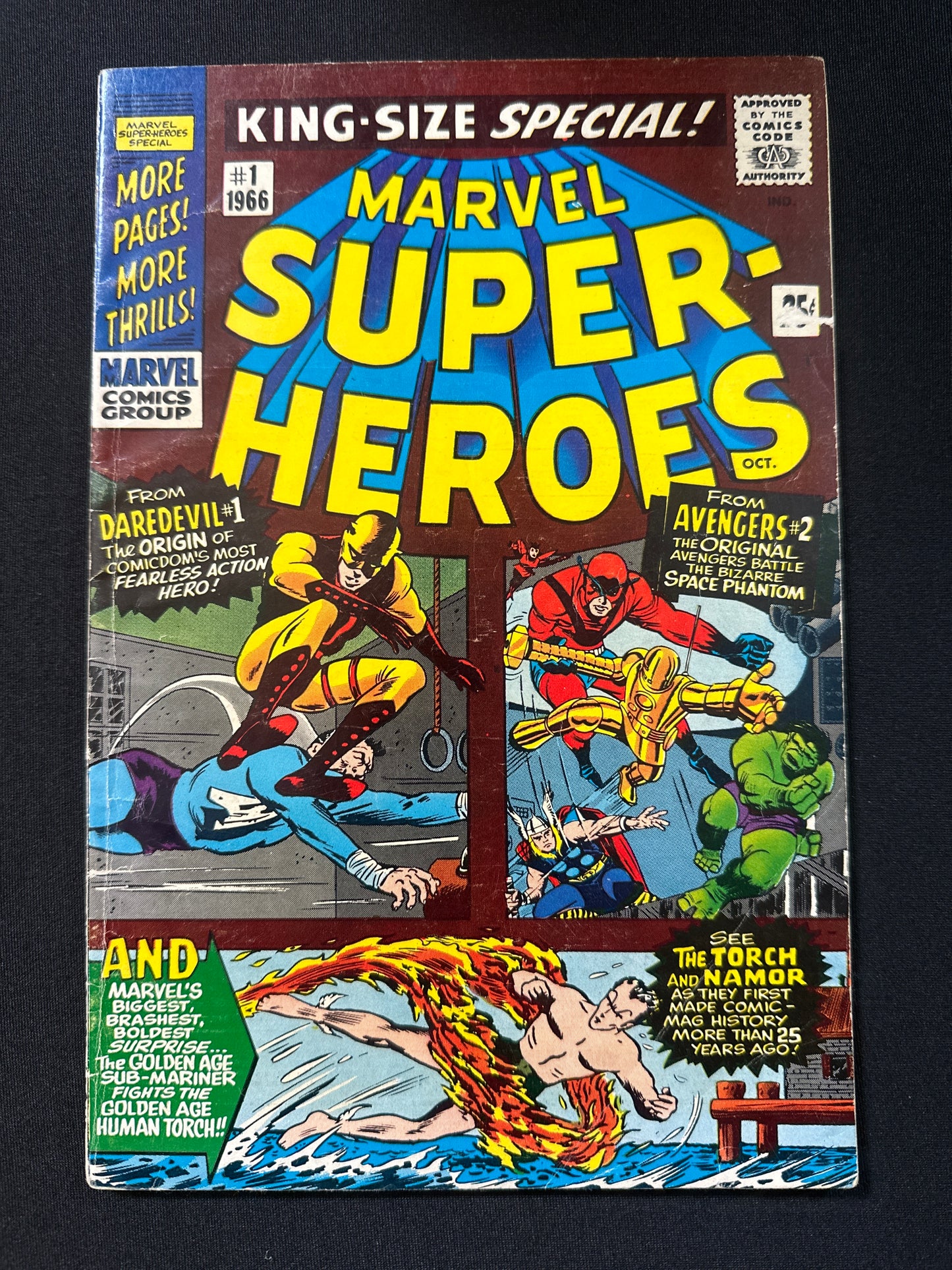 Marvel Super-Heroes #1 1966 (VG+/FN-) Reprint of Daredevil #1 the 1st. App. Of Matt Murdock / Daredevil!