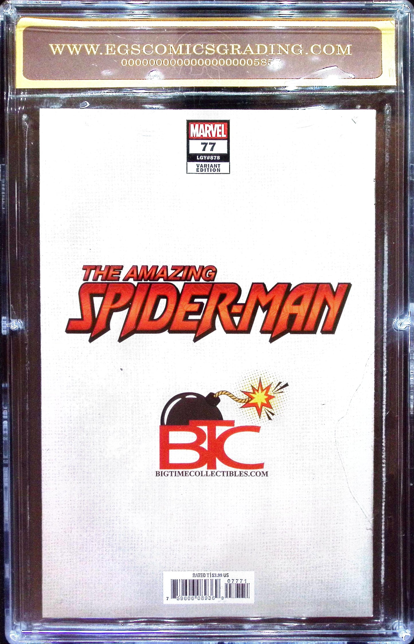 Amazing Spider-Man #77 2021 EGS 9.8 Custom Label BTC Lucio Parrillo Virgin Variant
